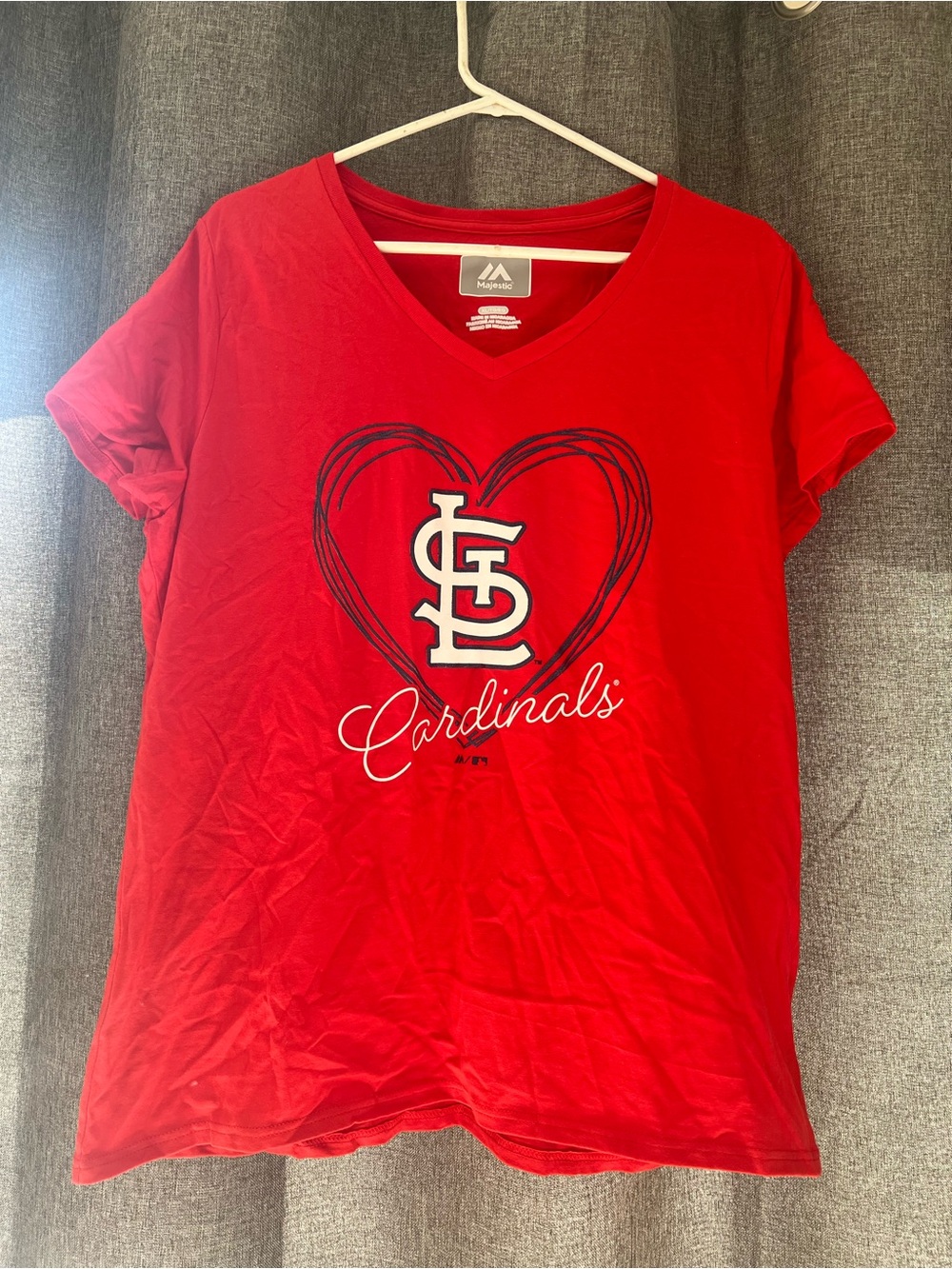 Majestic Red St. Louis Cardinals Heart V-Neck Tee